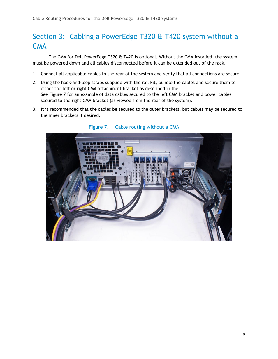 Figure 7, Cable routing without a cma | Dell PowerEdge Rack Enclosure 4220 User Manual | Page 9 / 9