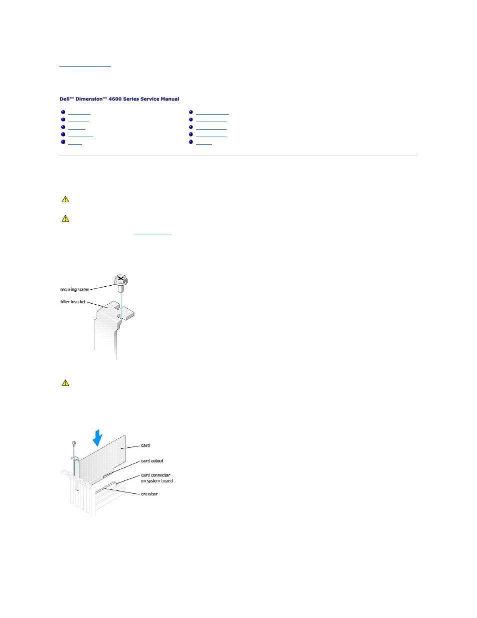 Removing and installing parts, Pci cards | Dell Dimension 4600 User Manual | Page 10 / 44
