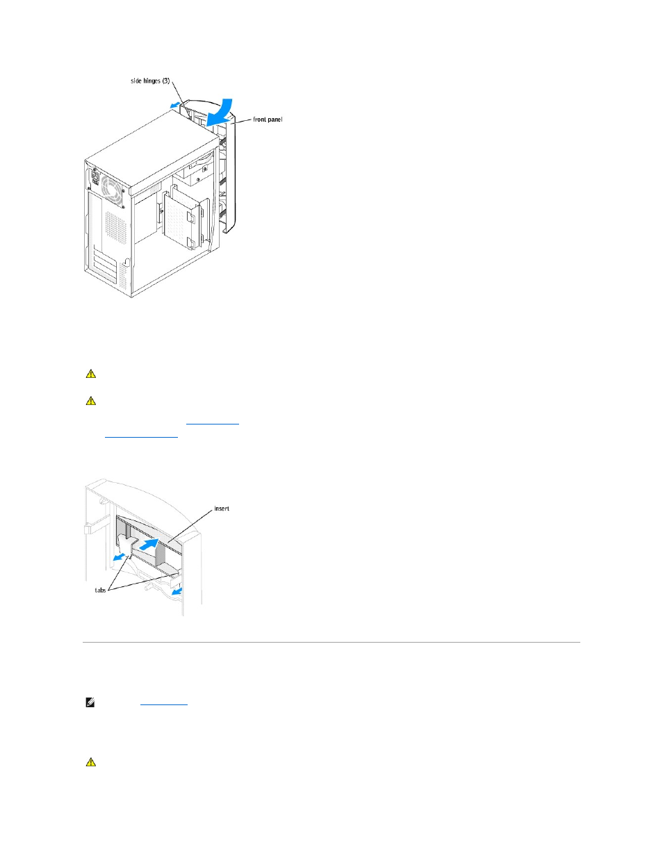 Drives, Removing the front-panel insert, Replacing a hard drive | Dell Dimension 4600 User Manual | Page 16 / 44