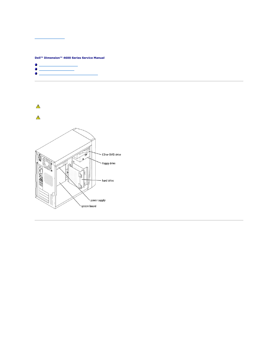 Technical overview, Inside view of your computer, System board components | Dell Dimension 4600 User Manual | Page 40 / 44
