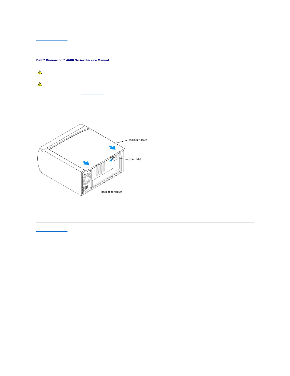 Removing the computer cover | Dell Dimension 4600 User Manual | Page 9 / 44