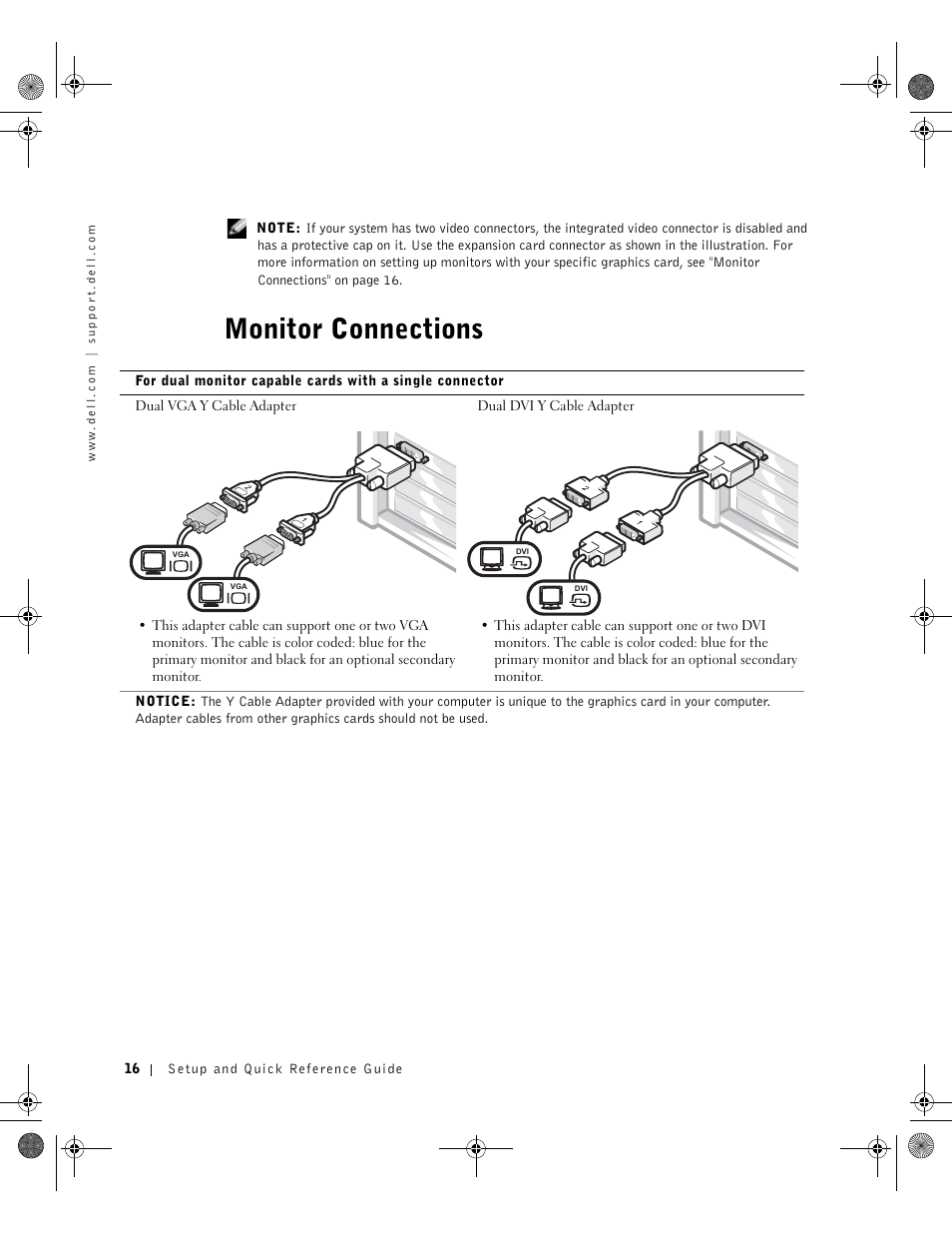 Monitor connections | Dell OptiPlex GX270 User Manual | Page 16 / 38