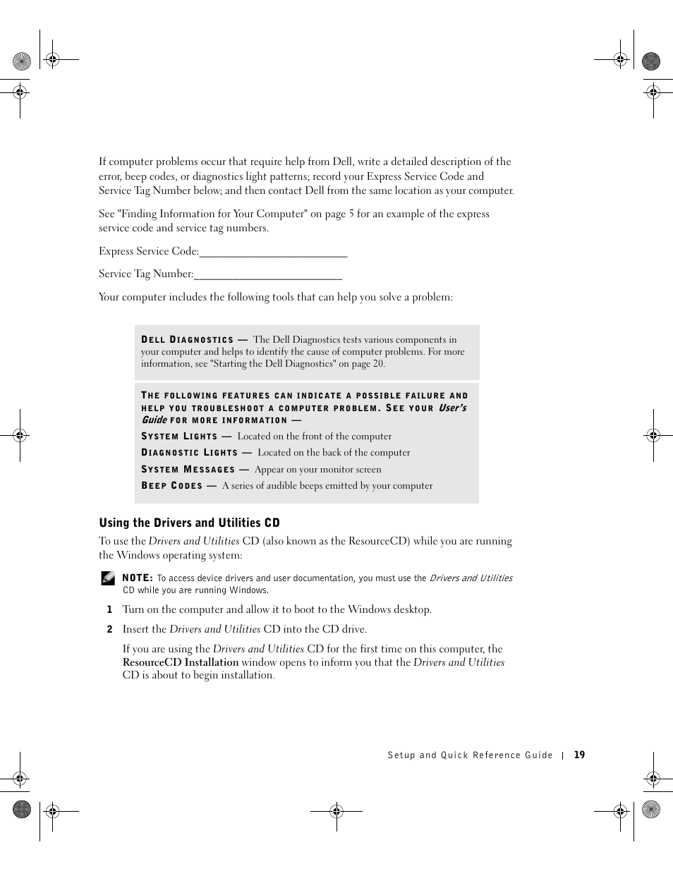 Using the drivers and utilities cd | Dell OptiPlex GX270 User Manual | Page 19 / 38