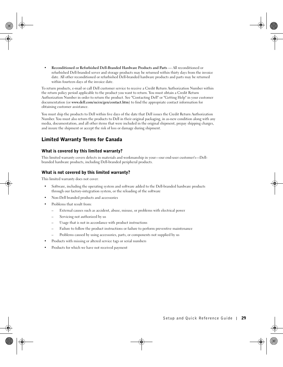 Limited warranty terms for canada | Dell OptiPlex GX270 User Manual | Page 29 / 38