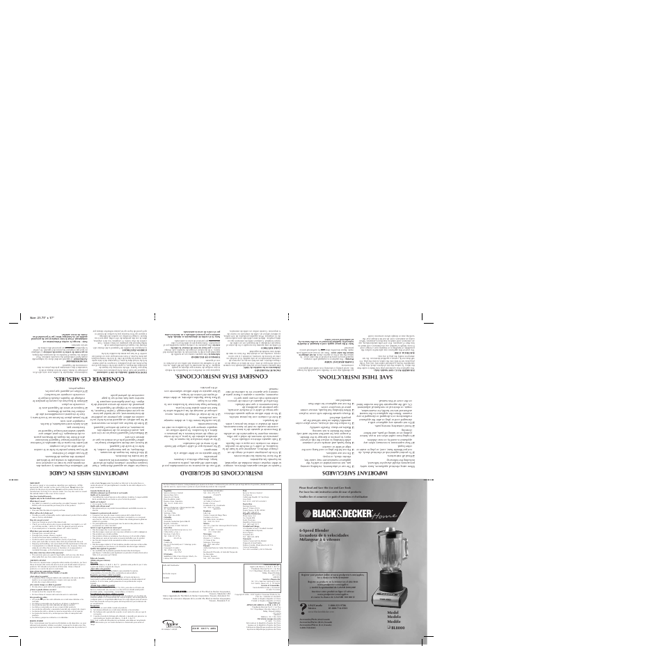 Black & Decker BL8000 User Manual | 2 pages