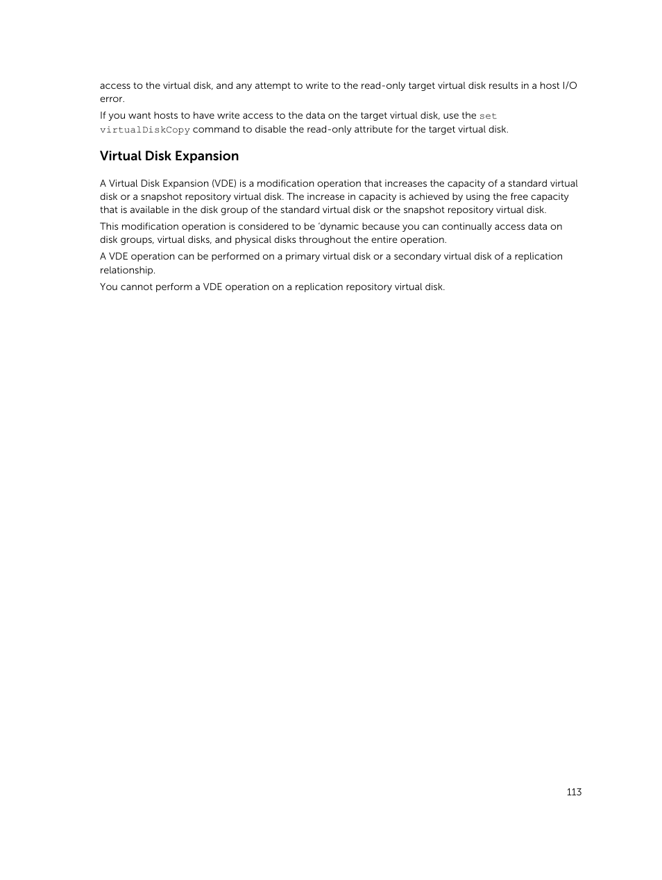 Virtual disk expansion | Dell PowerVault MD3420 User Manual | Page 113 / 405