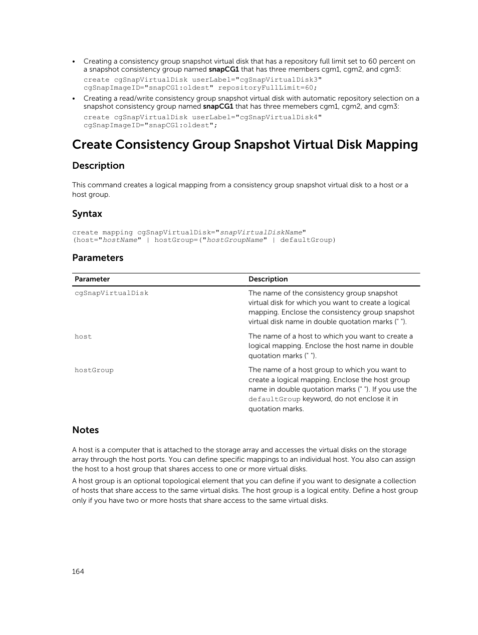 Description, Syntax, Parameters | Dell PowerVault MD3420 User Manual | Page 164 / 405