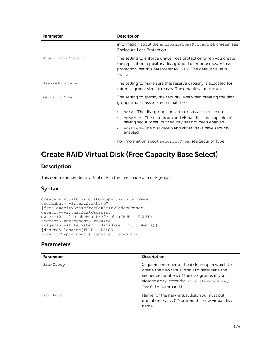 Description, Syntax, Parameters | Dell PowerVault MD3420 User Manual | Page 175 / 405