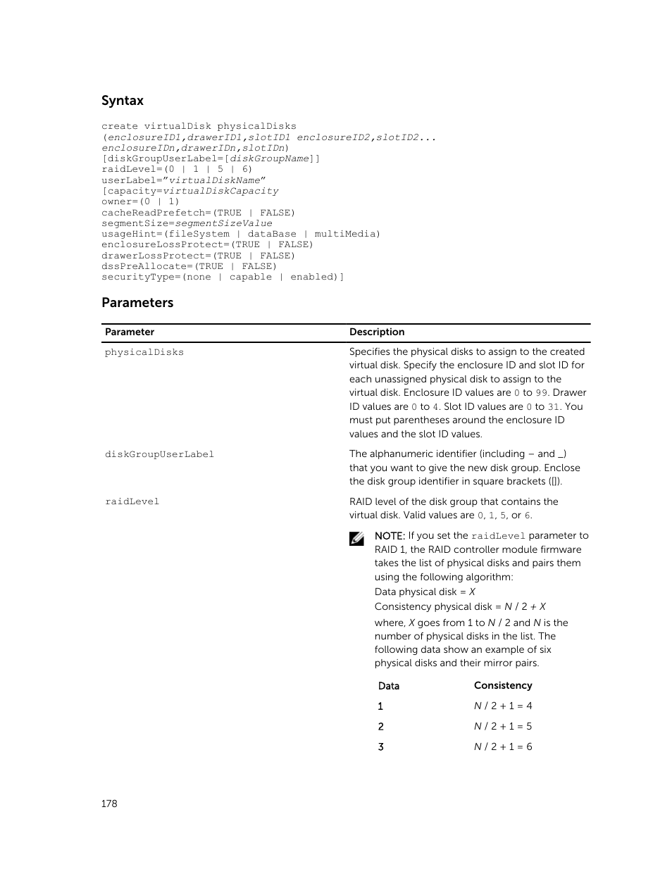 Syntax, Parameters | Dell PowerVault MD3420 User Manual | Page 178 / 405