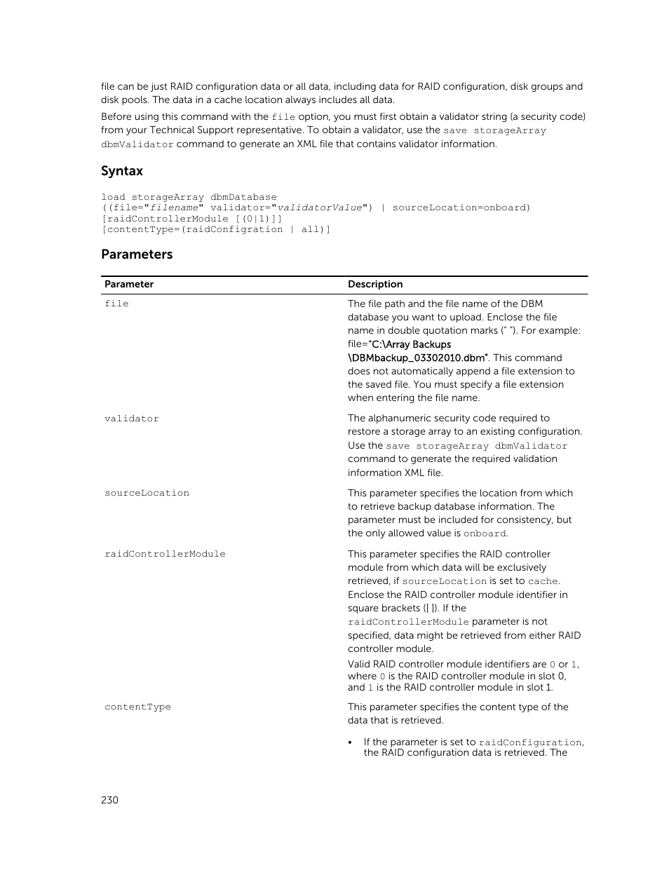 Syntax, Parameters | Dell PowerVault MD3420 User Manual | Page 230 / 405