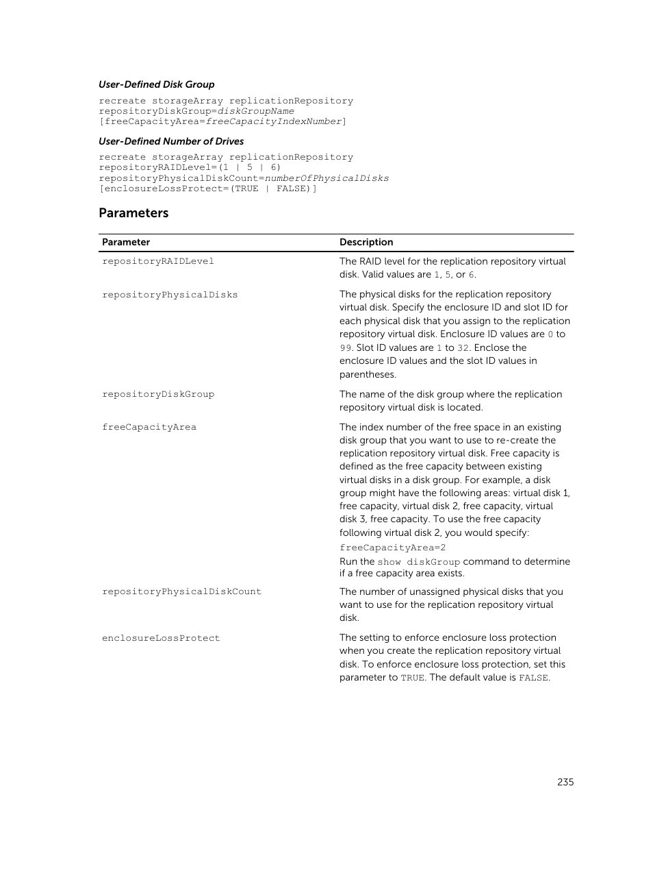 Parameters | Dell PowerVault MD3420 User Manual | Page 235 / 405