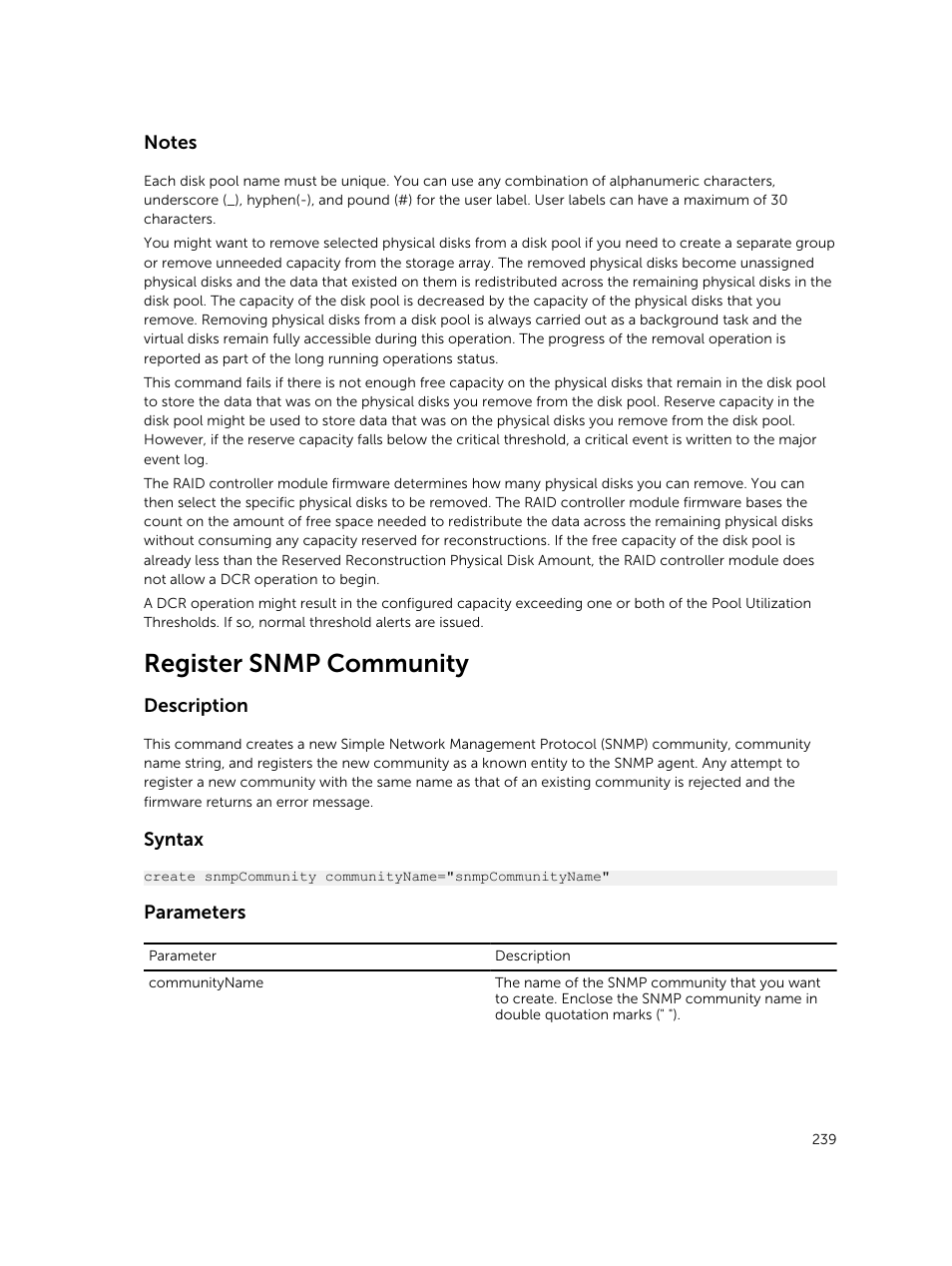 Register snmp community | Dell PowerVault MD3420 User Manual | Page 239 / 405