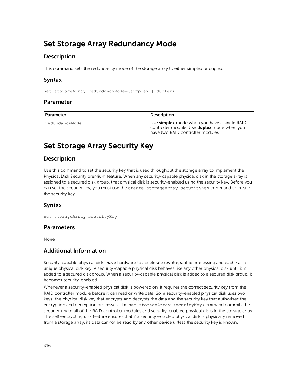 Set storage array redundancy mode, Set storage array security key | Dell PowerVault MD3420 User Manual | Page 316 / 405
