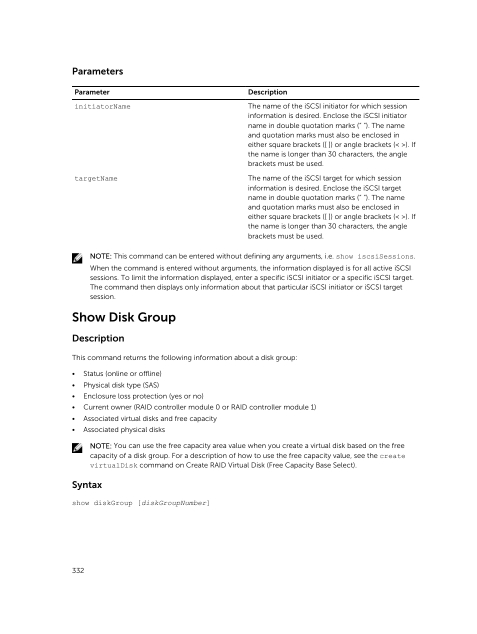 Show disk group | Dell PowerVault MD3420 User Manual | Page 332 / 405