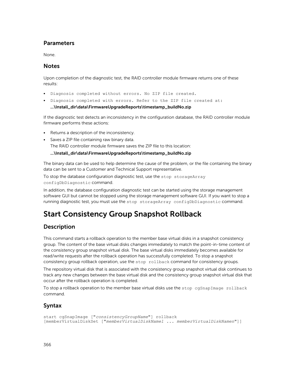 Start consistency group snapshot rollback | Dell PowerVault MD3420 User Manual | Page 366 / 405
