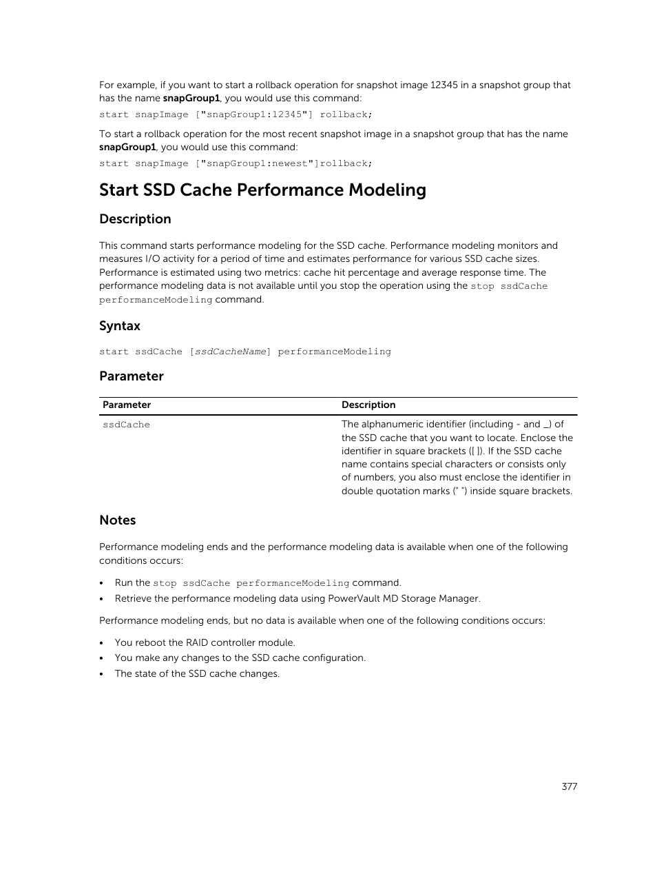 Start ssd cache performance modeling | Dell PowerVault MD3420 User Manual | Page 377 / 405
