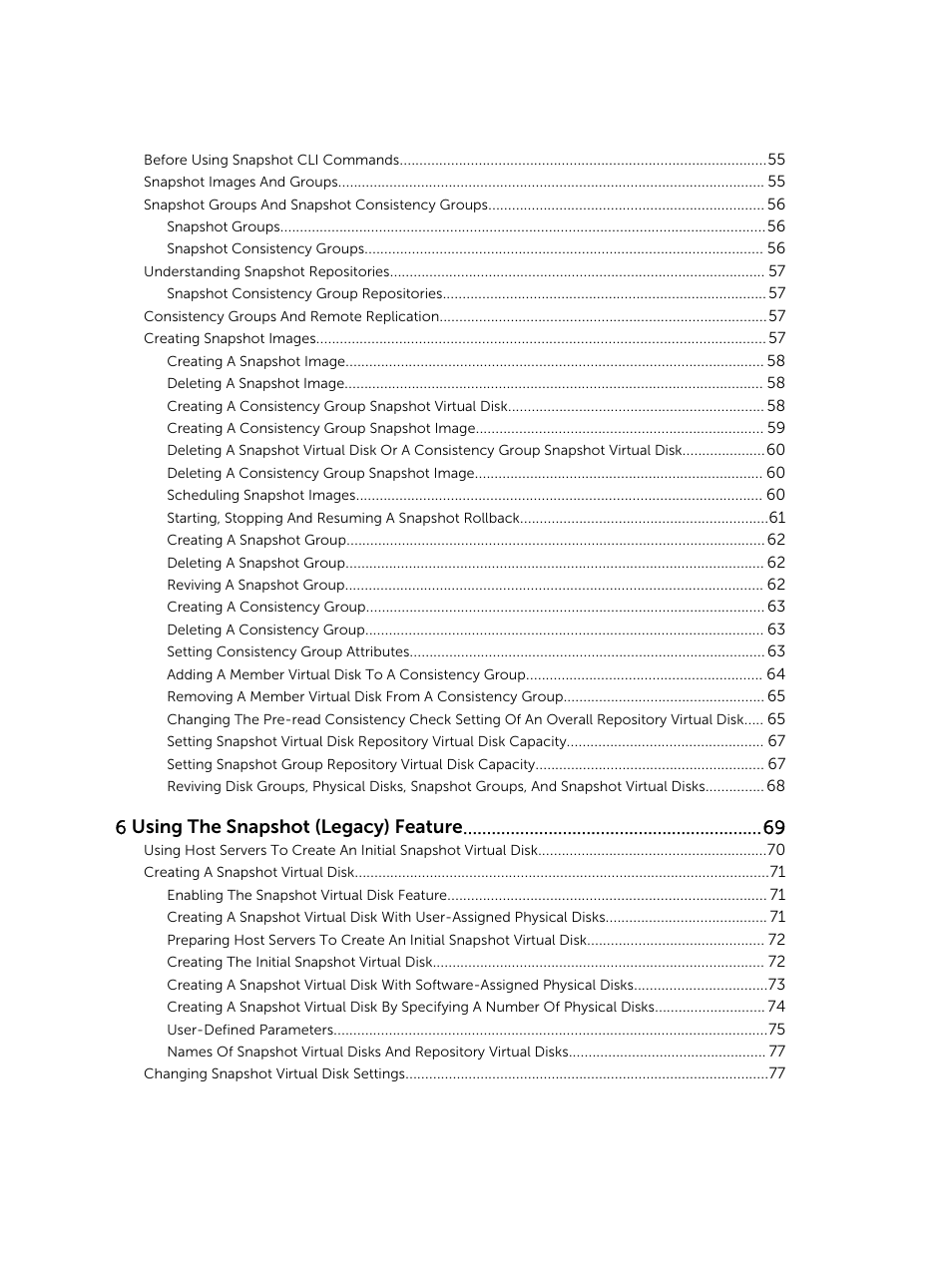 6 using the snapshot (legacy) feature | Dell PowerVault MD3420 User Manual | Page 4 / 405