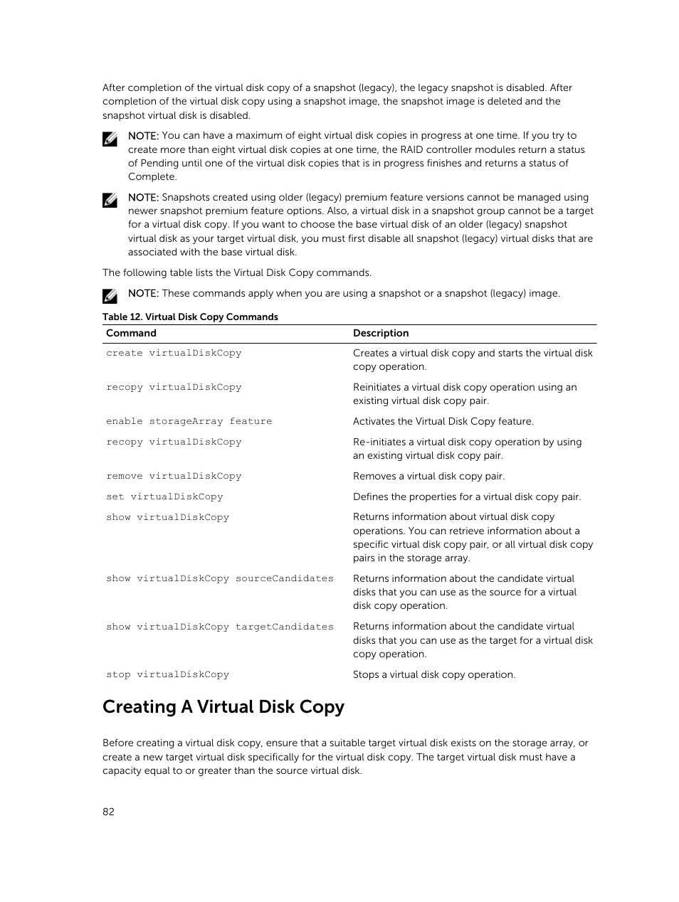 Creating a virtual disk copy | Dell PowerVault MD3420 User Manual | Page 82 / 405