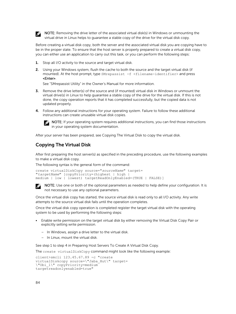 Copying the virtual disk | Dell PowerVault MD3420 User Manual | Page 84 / 405