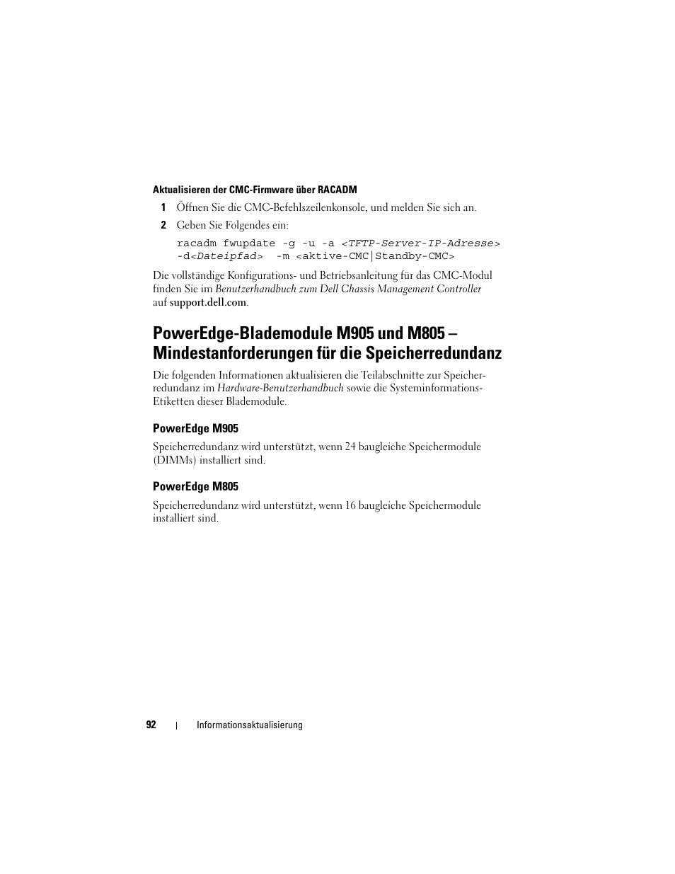 Poweredge m905, Poweredge m805 | Dell PowerEdge M600 User Manual | Page 92 / 186