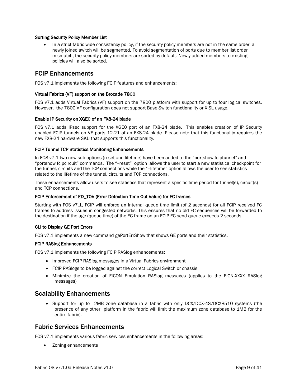 Fcip enhancements, Scalability enhancements, Fabric services enhancements | Dell POWEREDGE M1000E User Manual | Page 9 / 41