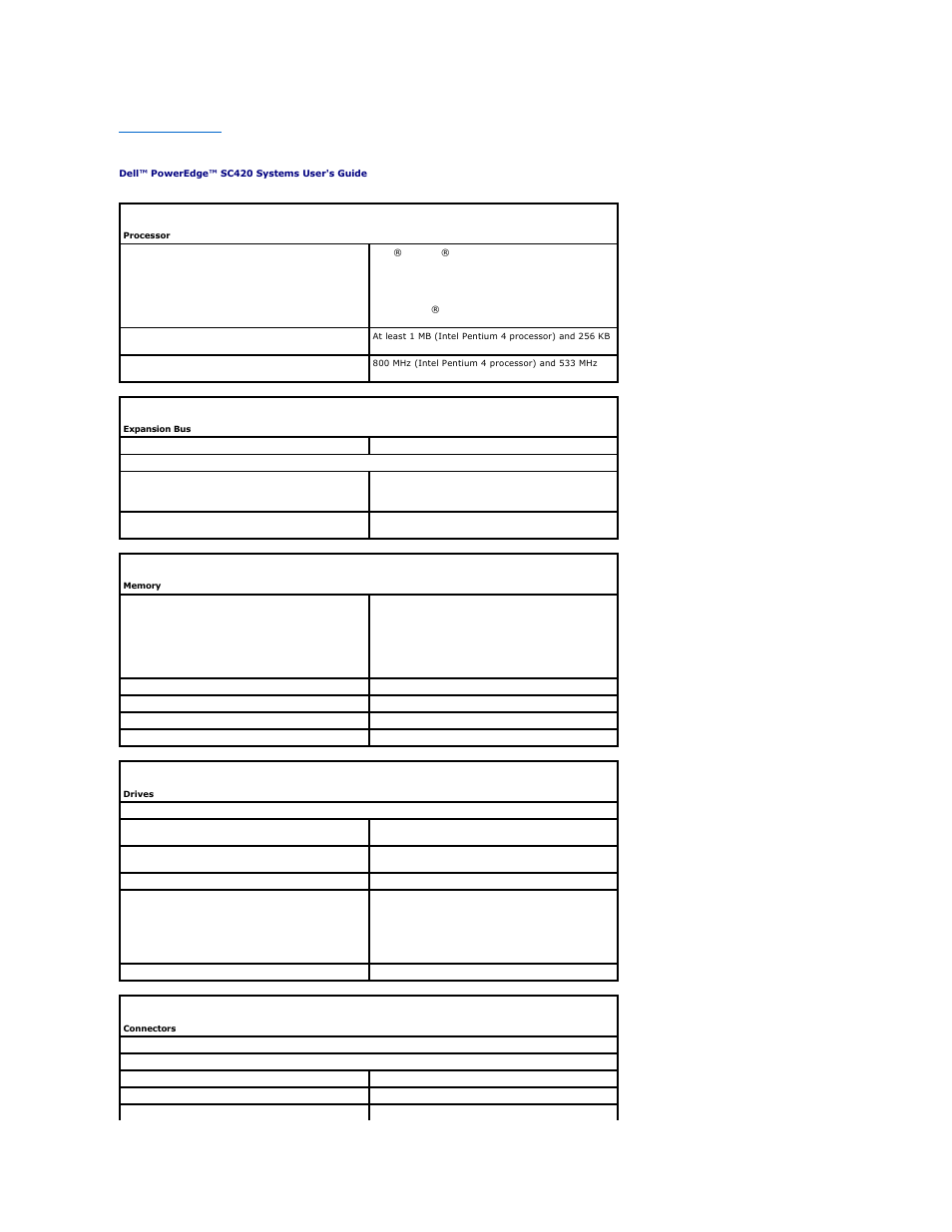Technical specifications | Dell PowerEdge SC 420 User Manual | Page 2 / 23