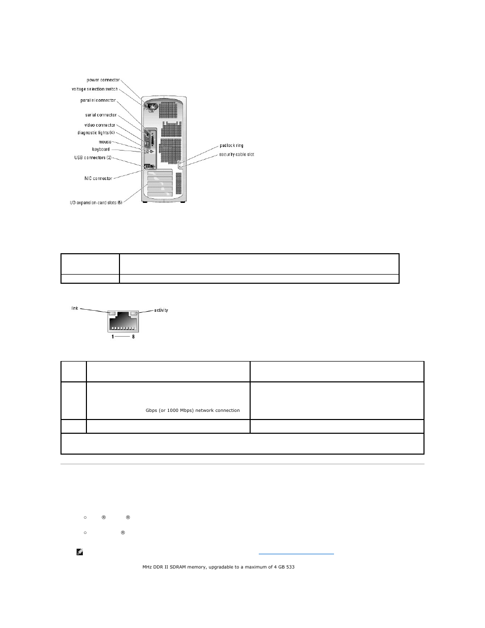 System features, Table 1, Provide information about the back | Figure 1 | Dell PowerEdge SC 420 User Manual | Page 6 / 23
