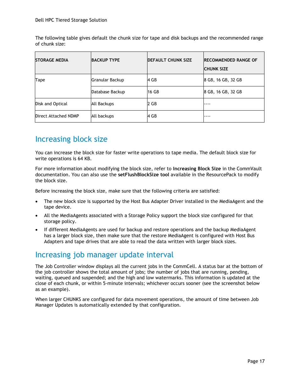 Increasing block size, Increasing job manager update interval | Dell POWEREDGE R710 User Manual | Page 19 / 63