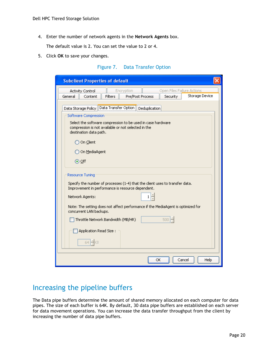 Increasing the pipeline buffers, Figure 7, Data transfer option | Dell POWEREDGE R710 User Manual | Page 22 / 63