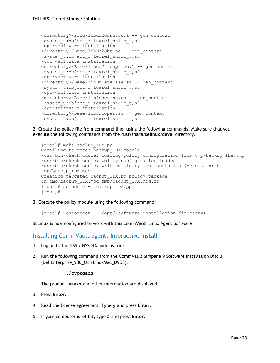 Installing commvault agent: interactive install | Dell POWEREDGE R710 User Manual | Page 25 / 63