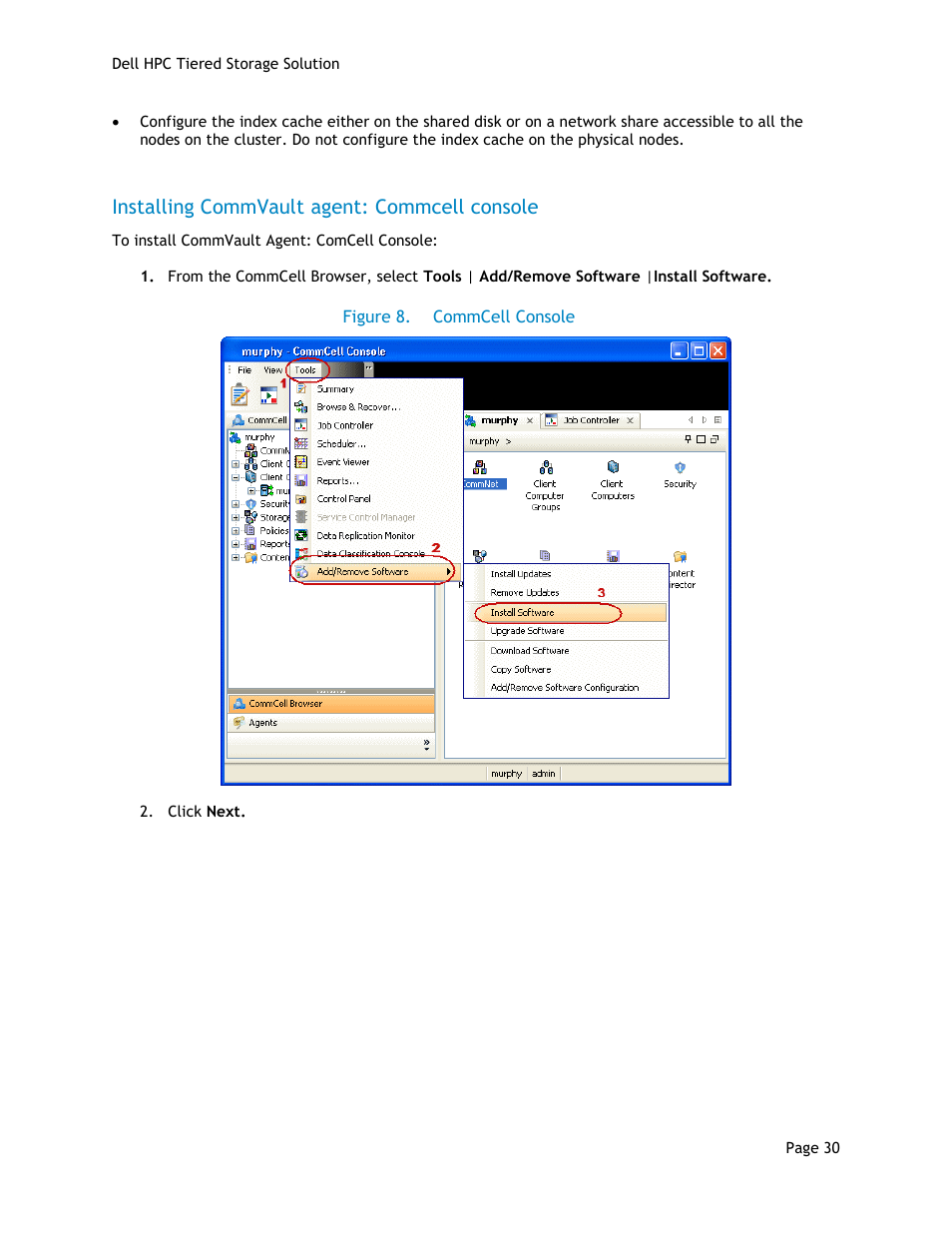 Installing commvault agent: commcell console, Figure 8, Commcell console | Dell POWEREDGE R710 User Manual | Page 32 / 63