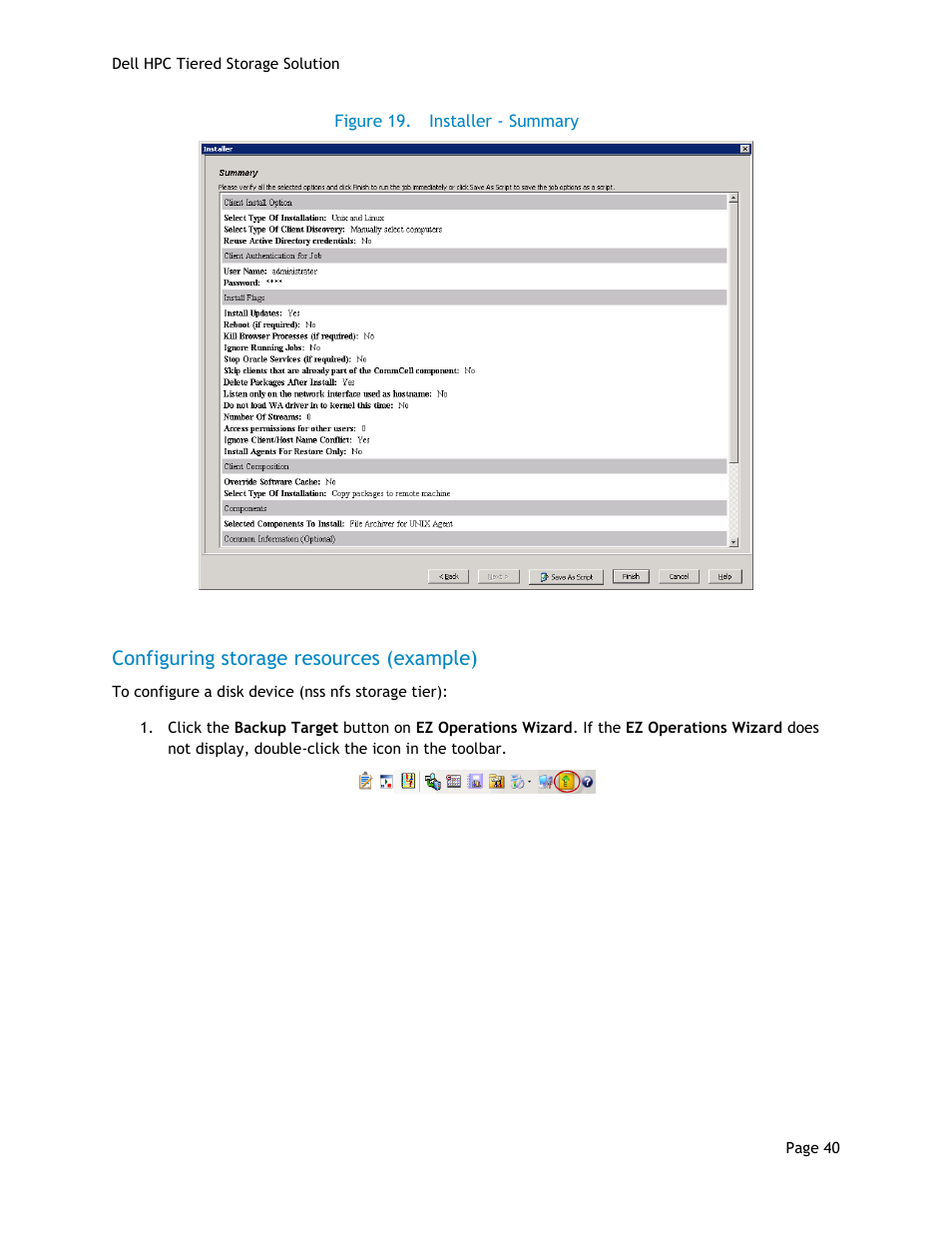 Configuring storage resources (example), Figure 19, Installer - summary | Dell POWEREDGE R710 User Manual | Page 42 / 63