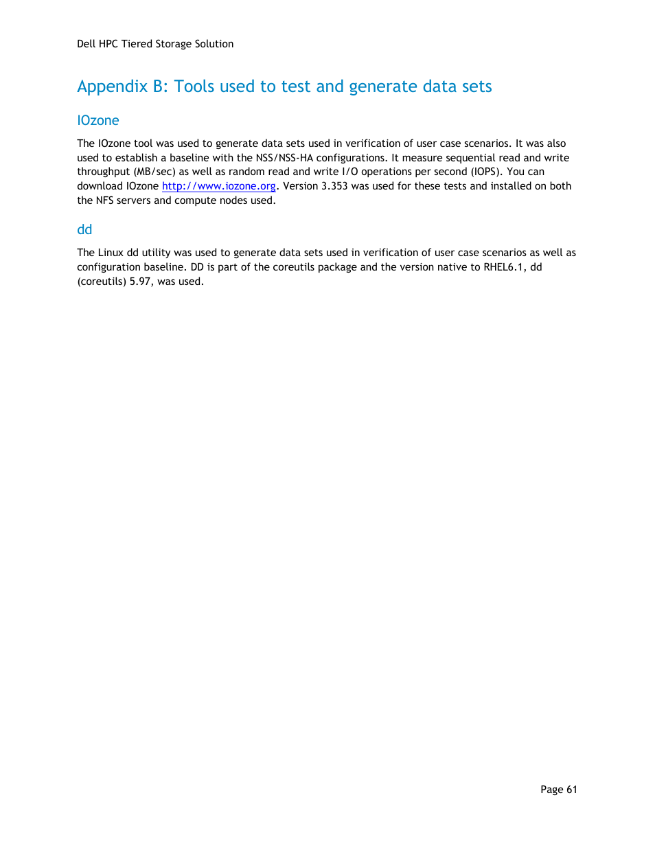 Iozone | Dell POWEREDGE R710 User Manual | Page 63 / 63