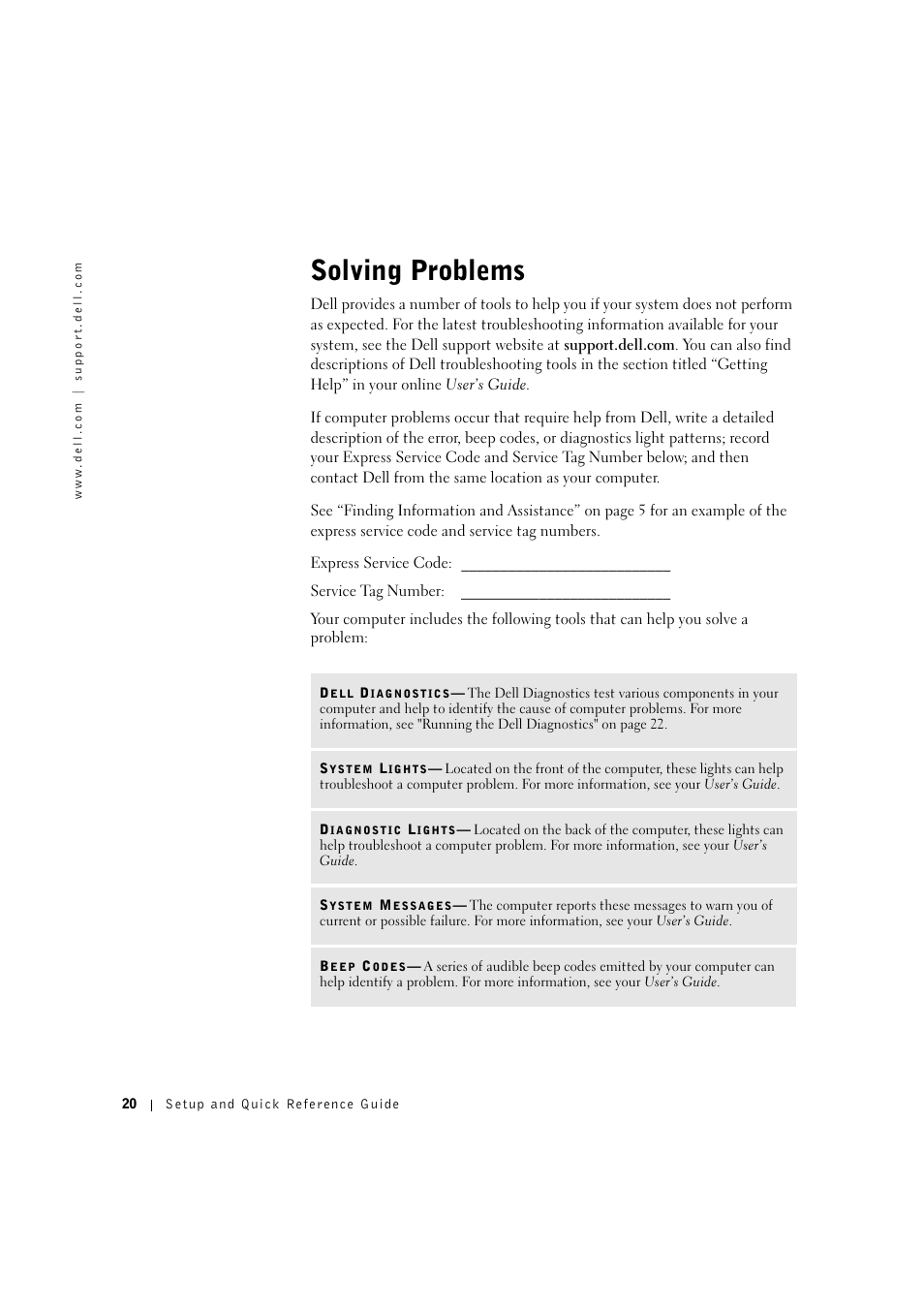 Solving problems | Dell OptiPlex GX400 User Manual | Page 21 / 27