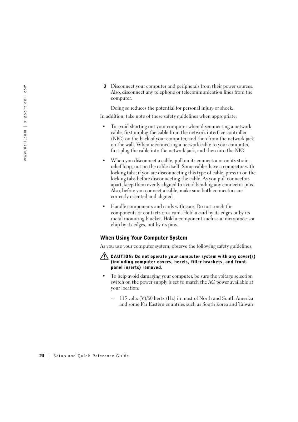 When using your computer system | Dell OptiPlex GX400 User Manual | Page 25 / 27