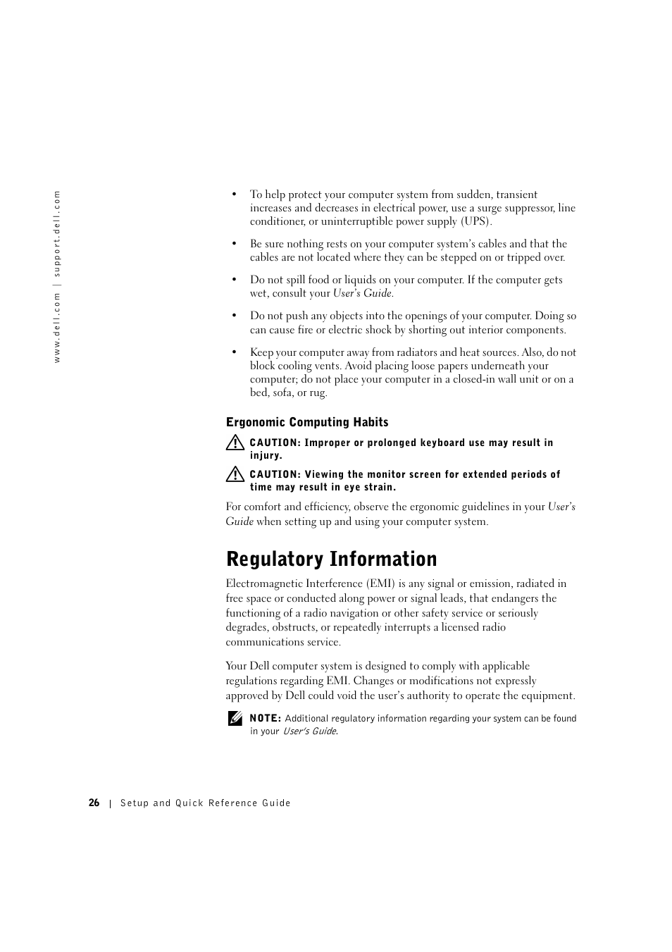 Ergonomic computing habits, Regulatory information | Dell OptiPlex GX400 User Manual | Page 27 / 27