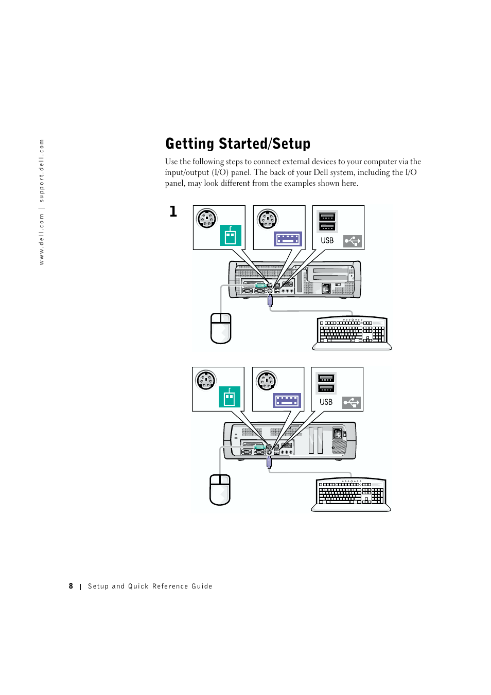 Getting started/setup | Dell OptiPlex GX400 User Manual | Page 9 / 27