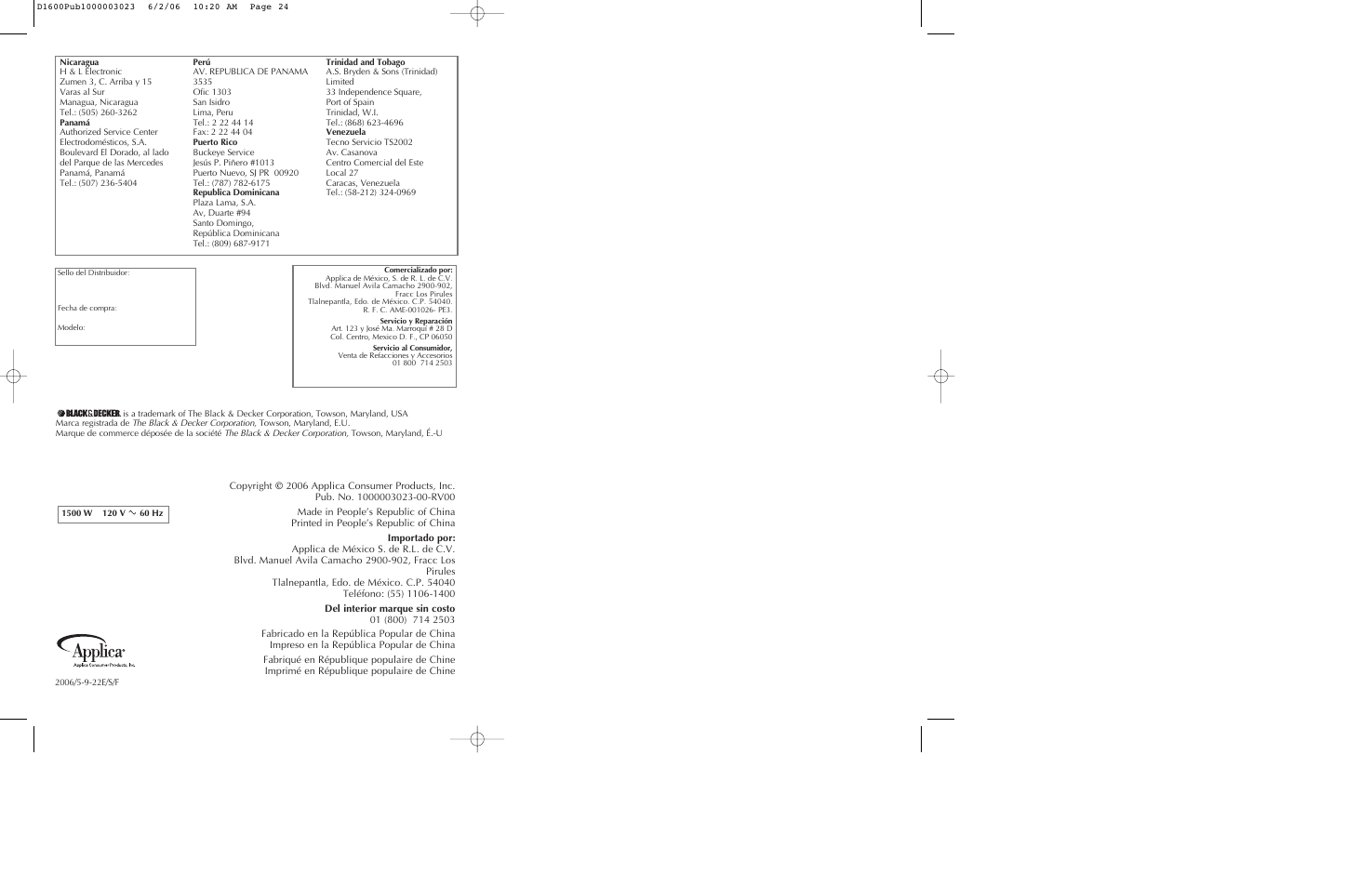 Black & Decker D1200 User Manual | Page 13 / 13