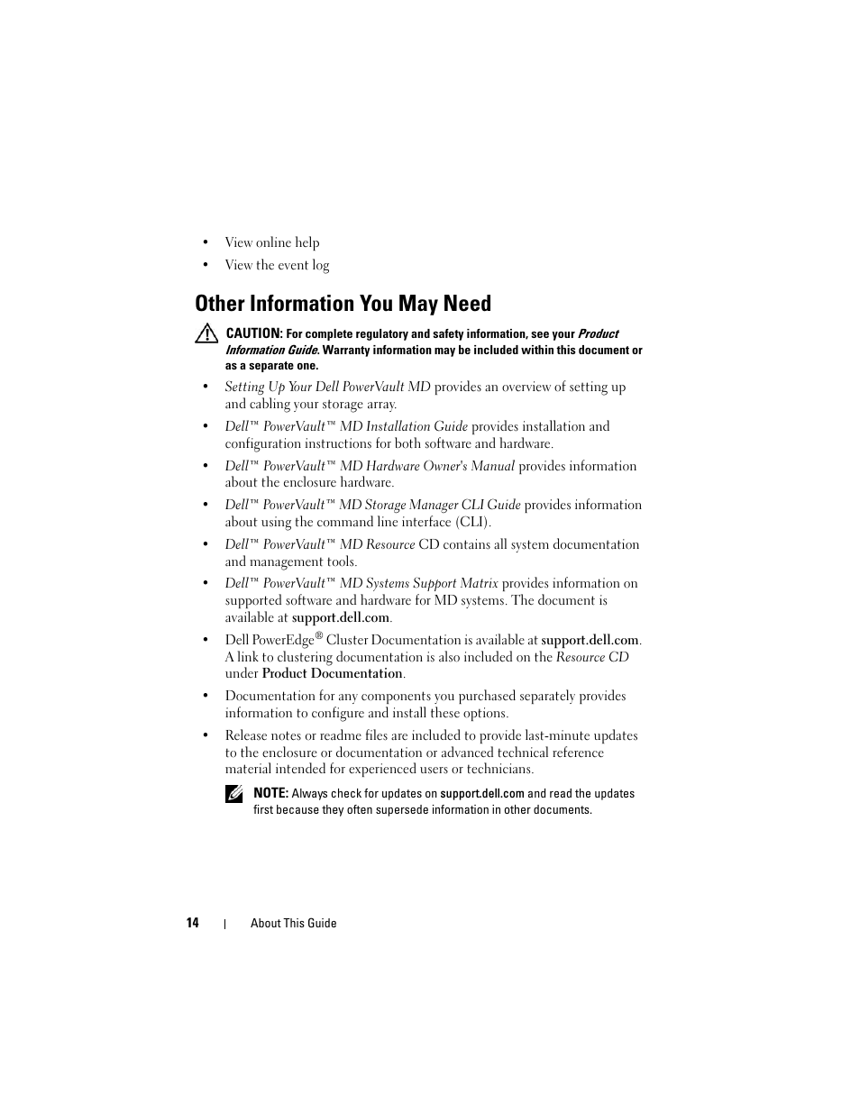 Other information you may need | Dell PowerVault MD3000 User Manual | Page 14 / 114