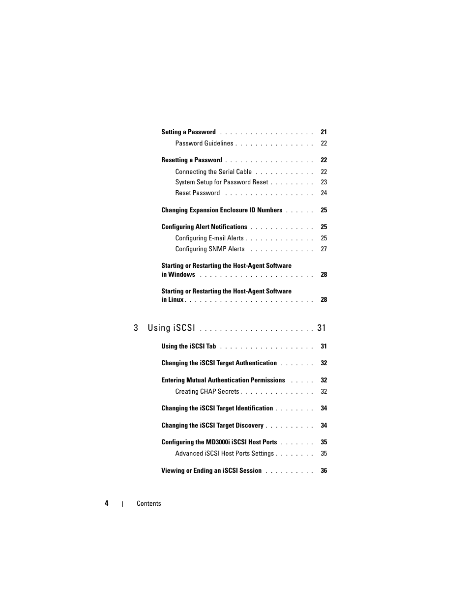 3using iscsi | Dell PowerVault MD3000 User Manual | Page 4 / 114