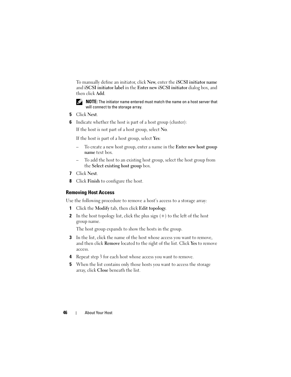 Removing host access | Dell PowerVault MD3000 User Manual | Page 46 / 114