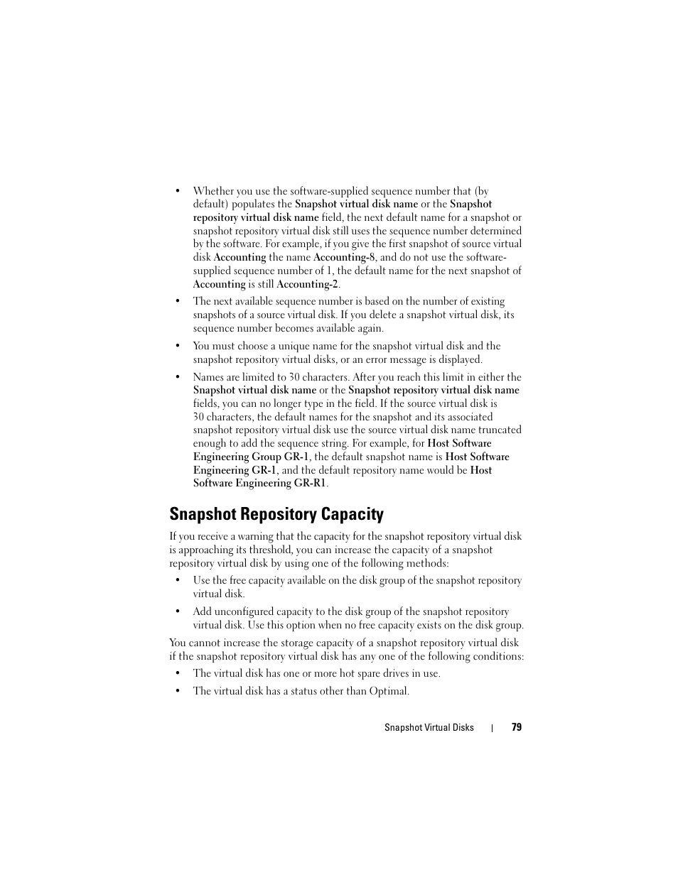 Snapshot repository capacity | Dell PowerVault MD3000 User Manual | Page 79 / 114