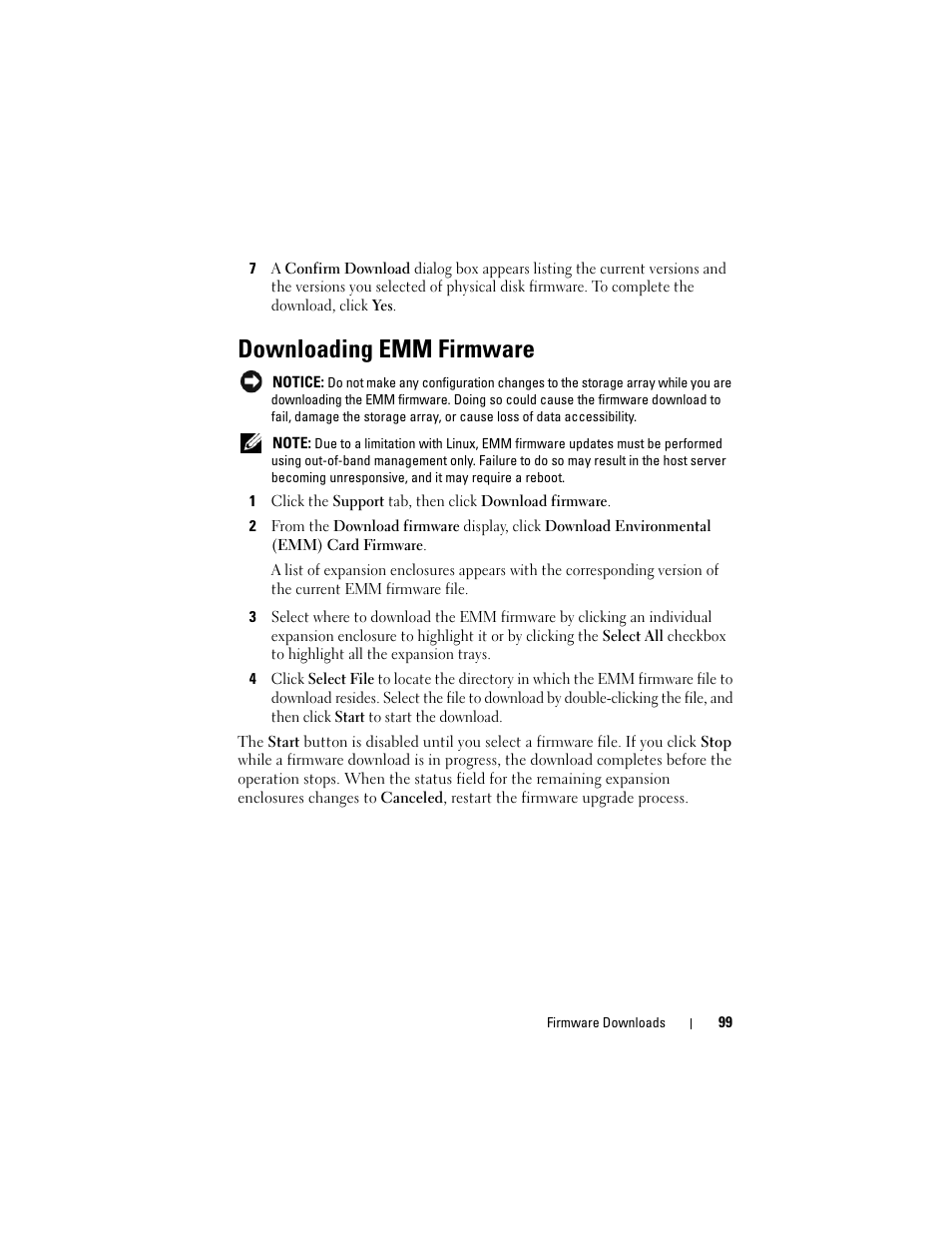 Downloading emm firmware | Dell PowerVault MD3000 User Manual | Page 99 / 114