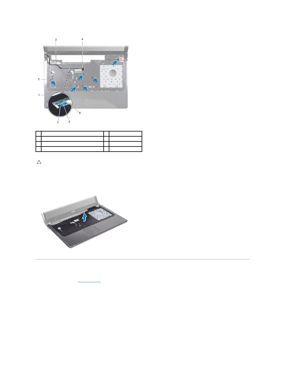 Replacing the palm rest | Dell Inspiron 1764 (Early 2010) User Manual | Page 45 / 57