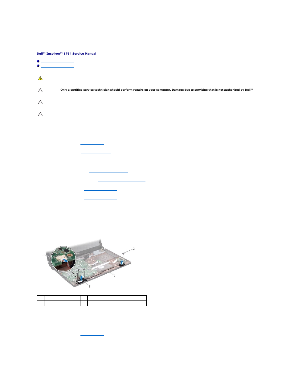 Speakers, Removing the speakers, Replacing the speakers | Dell Inspiron 1764 (Early 2010) User Manual | Page 49 / 57