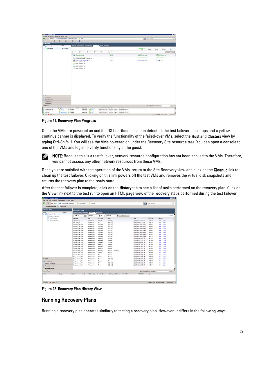 Running recovery plans | Dell PowerVault MD3800f User Manual | Page 27 / 33