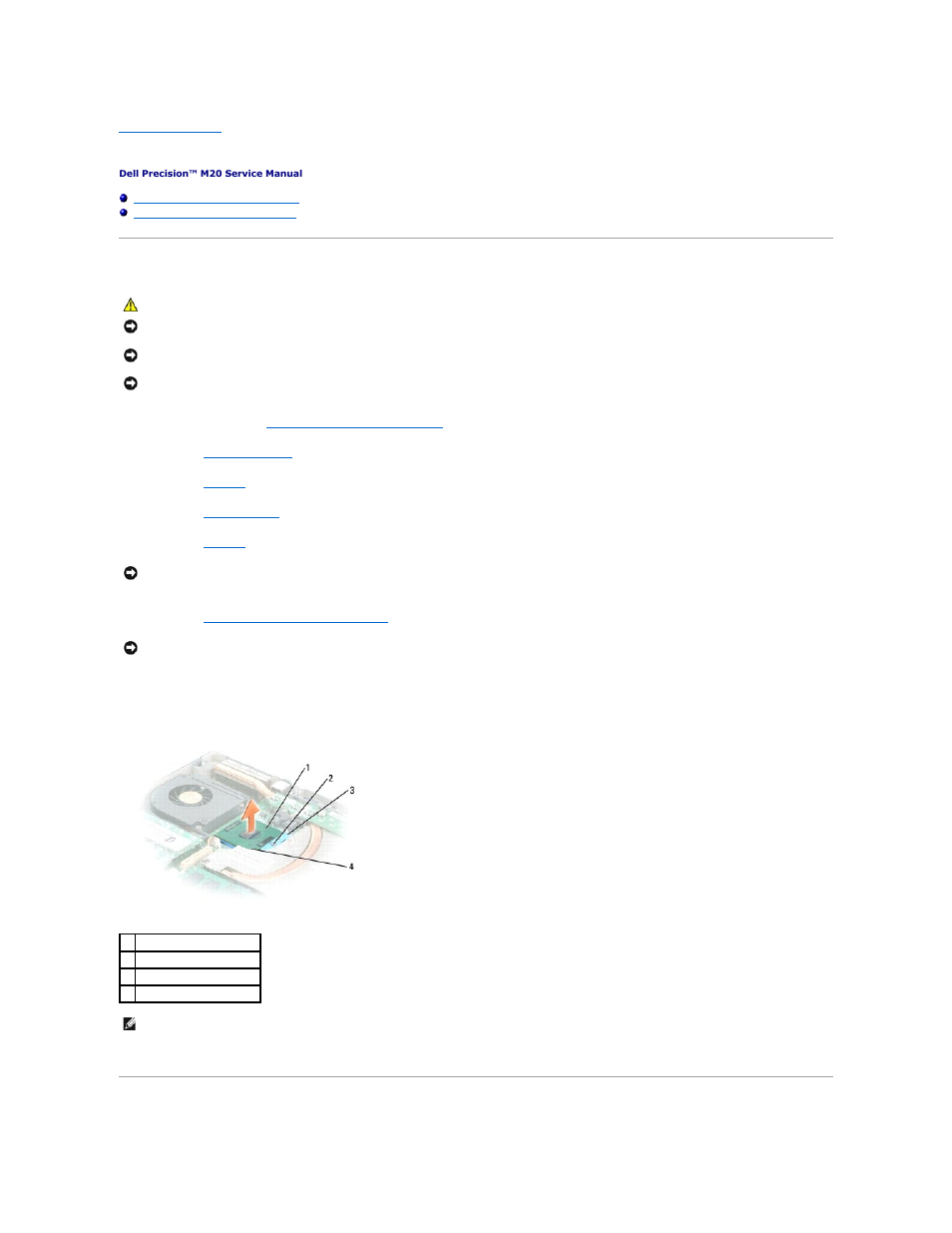 Microprocessor module, Removing the microprocessor module, Installing the microprocessor module | Dell Precision M20 User Manual | Page 10 / 47