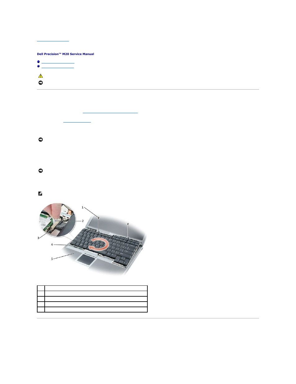 Keyboard, Removing the keyboard, Installing the keyboard | Dell Precision M20 User Manual | Page 23 / 47