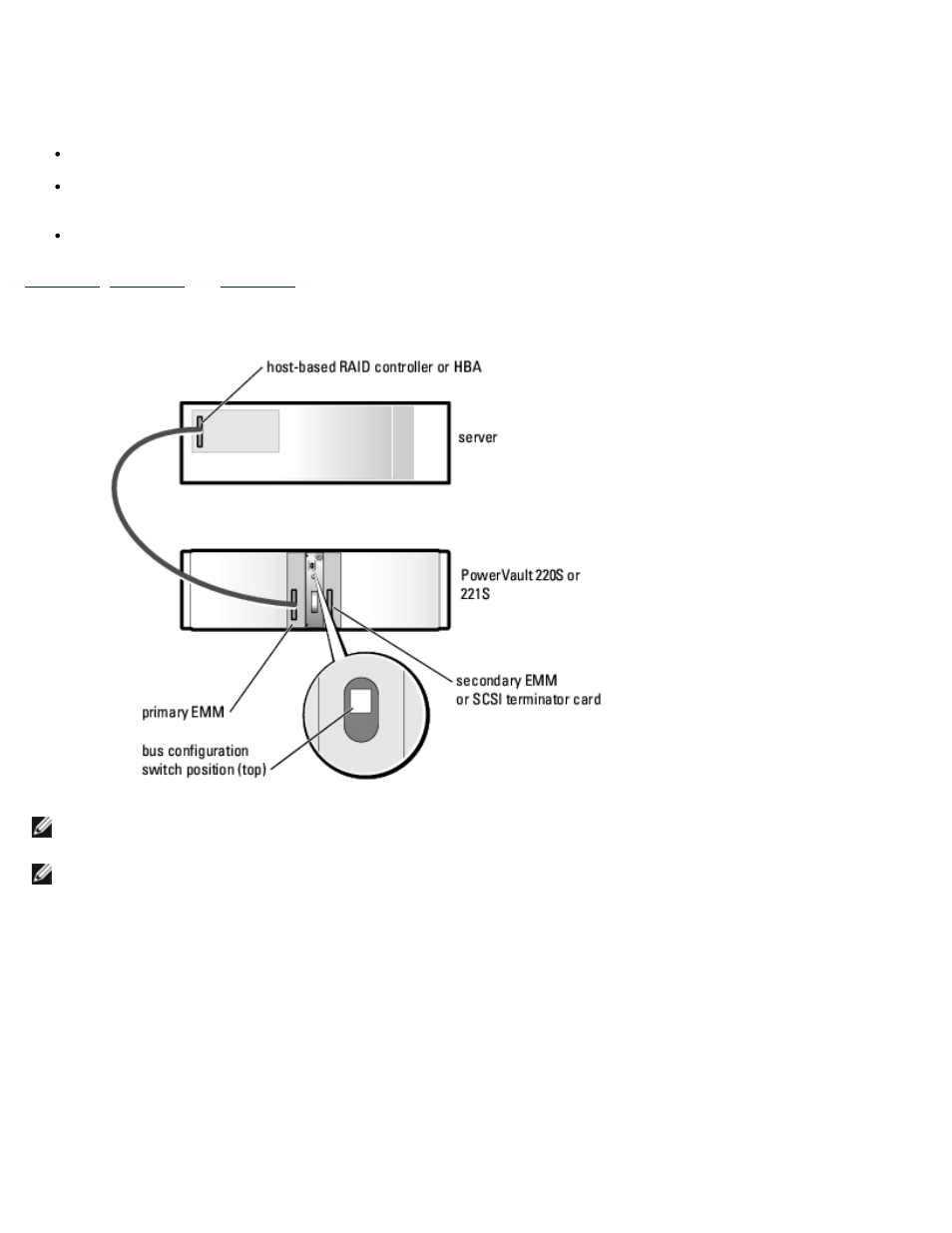 Cabling your, System for joined-bus, split-bus, or cluster mode, Mode | Dell PowerVault 221S (SCSI) User Manual | Page 13 / 55