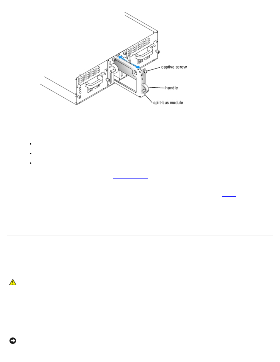 Replacing the power, Supply, Replacing the power supply | Installing a split-bus module | Dell PowerVault 221S (SCSI) User Manual | Page 31 / 55